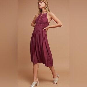 Anthropologie - Moulinette Soeurs - Plum Smocked Halter Midi Dress. Size: 8